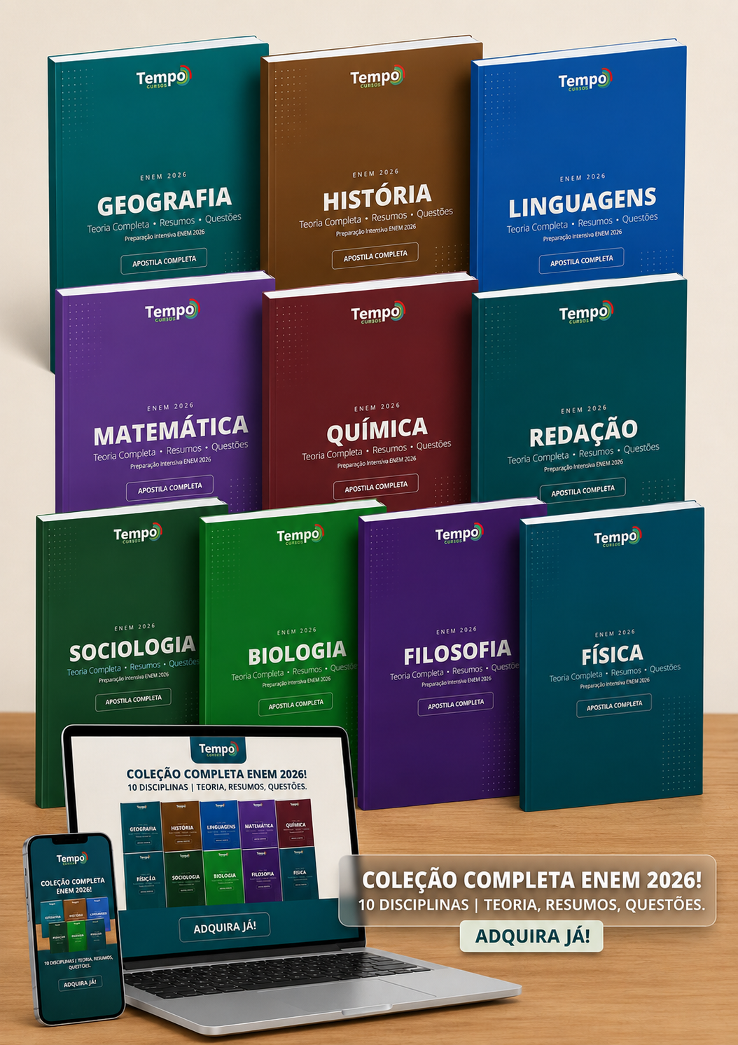 Coleção completa de apostilas ENEM 2026 - 10 apostilas premium em formato digital